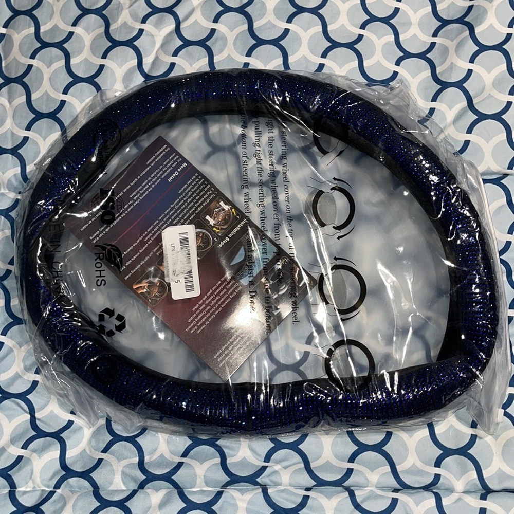 New blue sparkle steering wheel cover